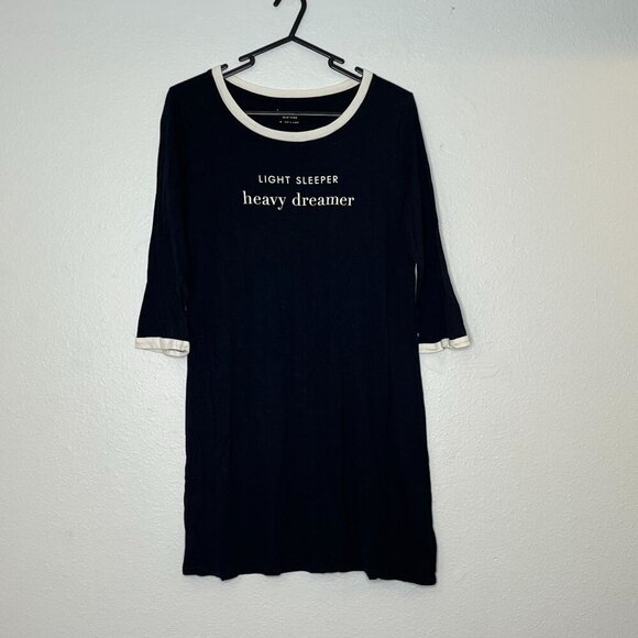 Kate Spade Intimates Light Sleeper Heavy Dreamer Pajama Black White Trim‎ Medium - Picture 1 of 6